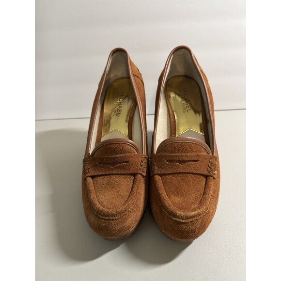 MICHAEL Michael Kors Rory Loafer Wedge  women Suede Academia Size 8 Office New - Picture 1 of 12
